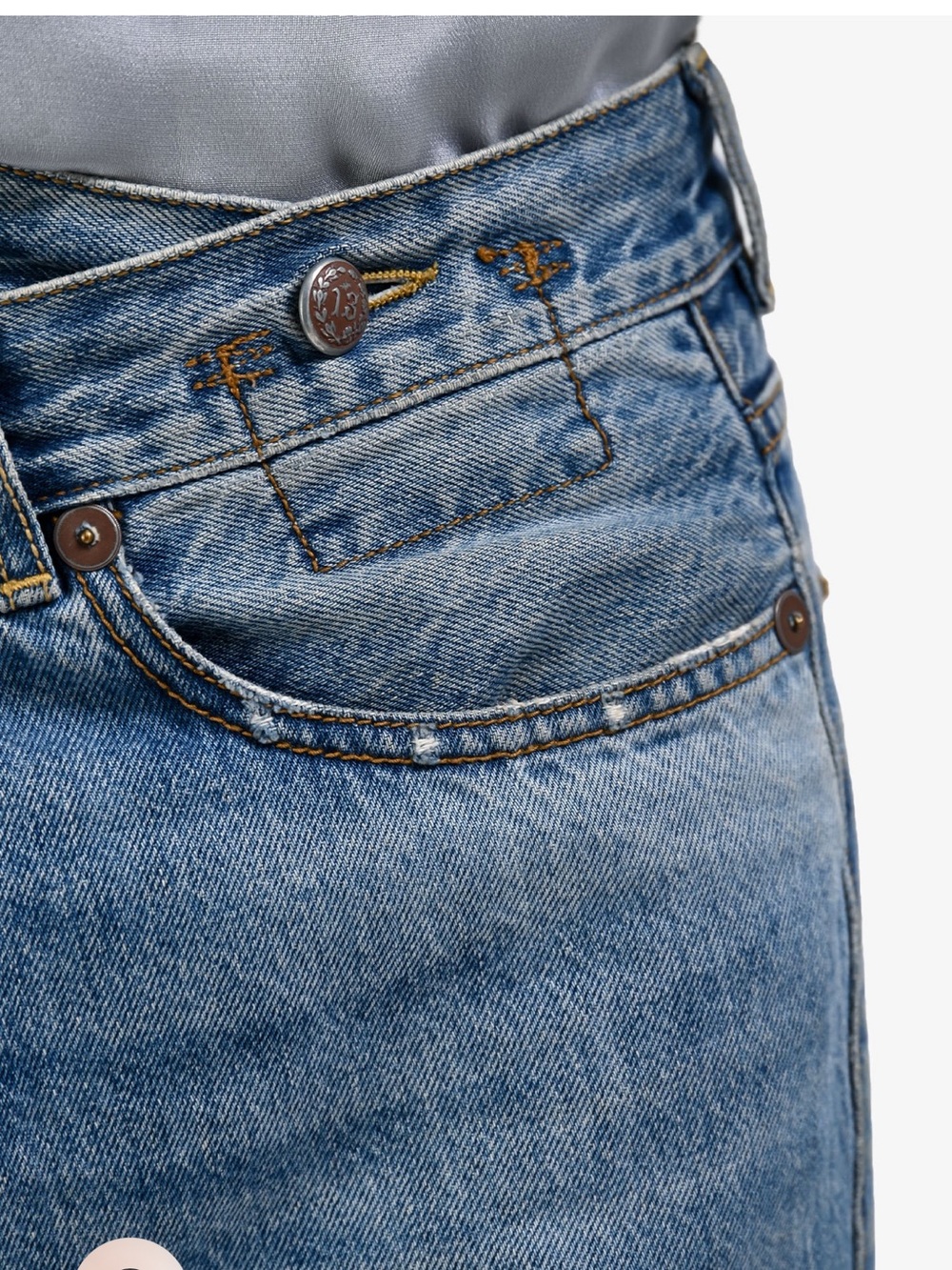 R13 Crossover Straight Leg Jeans in the 'Jasper' wash. - Picture 3 of 14